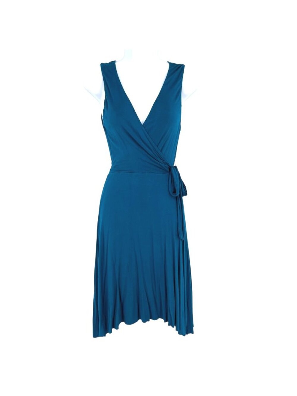 Bailey 44 Teal Blue Sleeveless Wrap Dress V-Neck Knee Length Size XS